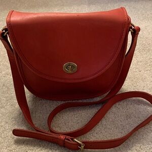 Croft & Barrow Red Genuine Leather Adjustable Crossbody Bag